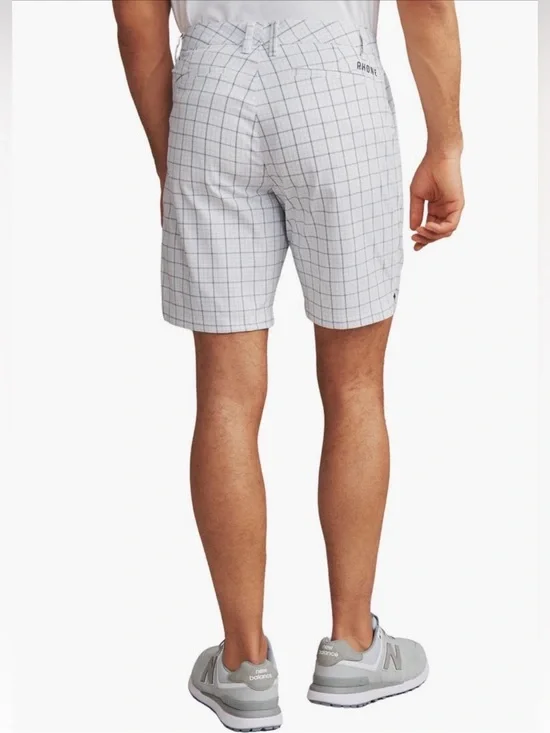 RHONE Men's 9" Dune Golf Shorts 34 waist Navy Windowpane Check Performance NWT - Picture 6 of 8